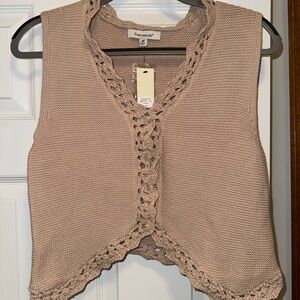 Francesca's Collections Tan Crochet Tank Top